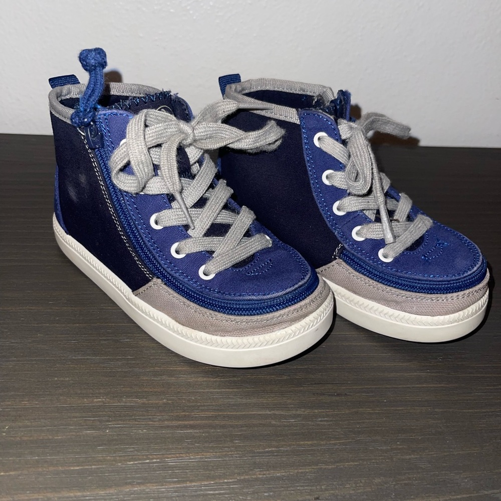 Size 10 Toddler Billy High-Top Shoes – Navy Blue Zip-Around Sneakers